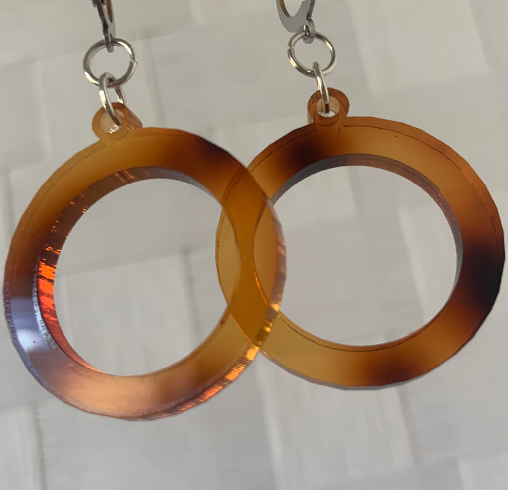 EARRINGS Classic Tortoise Shell Acrylic Round Dangle Rings